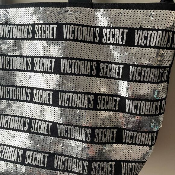 Victorias Secret Tote Sequin Bling Tote Weekender Bag Limited - Picture 4 of 10